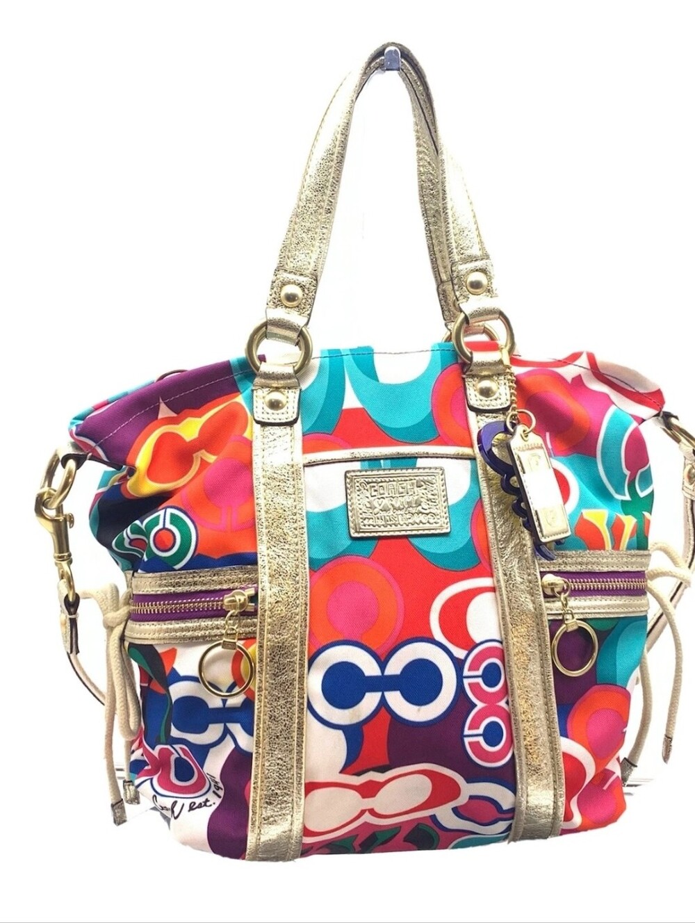 Coach Poppy Signature C Spotlight Glam Multicolor Shoulder Bag Tote